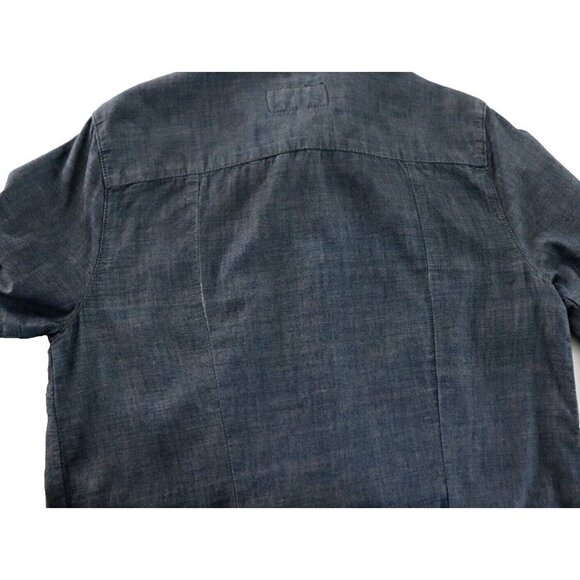 Rag & Bone Women's Medium Tinted Resin Classic Collar Chambray Shirt Leather Top - Picture 7 of 8